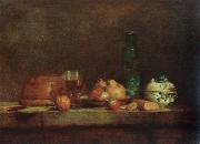 Jean Baptiste Simeon Chardin still life with bottle of olives oil painting